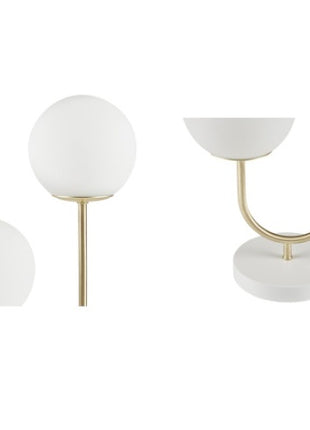 Modern Gold 2-Light Globe Table Lamp with Frosted Glass Shades – Elegant Desk Lamp for Bedroom, Living Room & Office