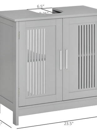 Likeshoppe Under Sink Bathroom Cabinet Gray – Pedestal Sink Storage Vanity with Adjustable Shelf & U-Shaped Cut-Out for Small Bathrooms