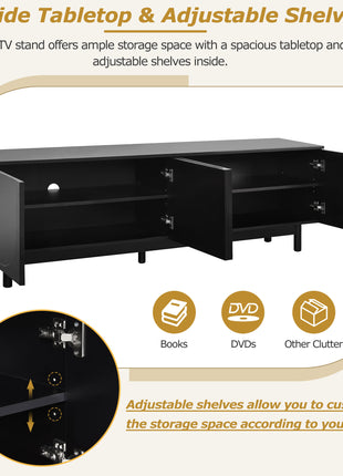 70.8" Arched Door TV Stand – Minimalist Entertainment Center for TVs up to 78" (Black)