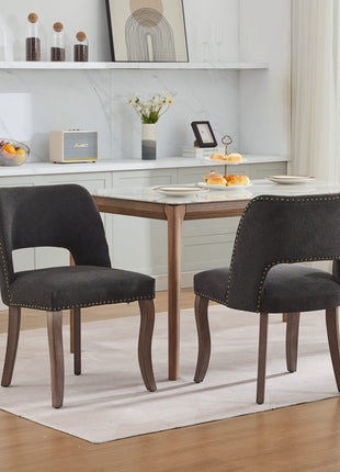 Likeshoppe Wooden Dining Chairs Set Of 2, Modern Fabric Upholstered Dining Room Chair Kitchen Chairs, Farmhouse Dinner Chair For Kitchen Dining Room, Black