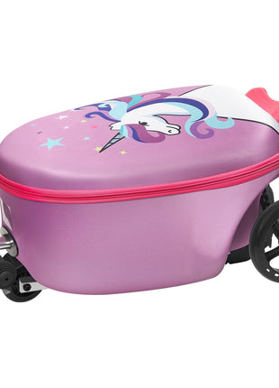 20" Kids Ride-On Scooter Luggage with Flash Wheels – Purple