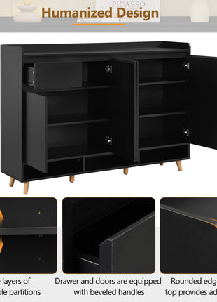 Modern Shoe Cabinet with Adjustable Shelves – Minimalist Entryway Organizer