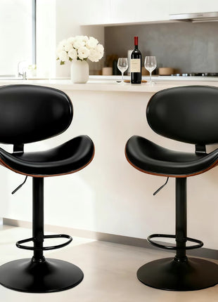 LIKESHOPPE Adjustable 360° Swivel Bar Stools with Back & PU Leather Seat – Set of 2