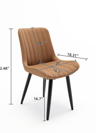 Likeshoppe Set Of 4 Modern PU Leather Dining Chairs With Thick Cushions & Metal Legs, Armless Faux Leather Side Chairs For Kitchen, Dining Room