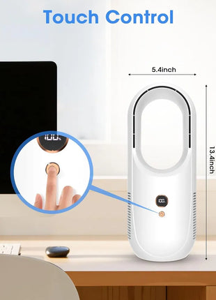 Likeshoppe Portable Bladeless Desk Fan Rechargeable – Quiet Personal Cooling Fan with 6 Speeds & LED Display for Bedroom & Office