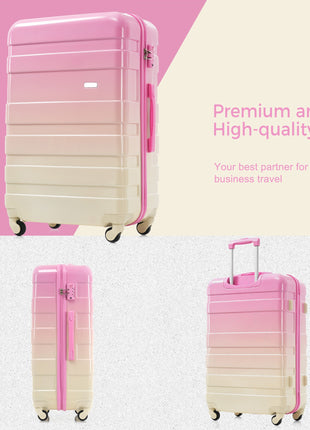 Pink 3 Piece ABS Hardshell Luggage Set with TSA Lock & Spinner Wheels