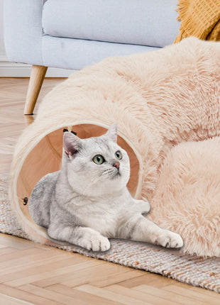 Cat Tunnel Bed Plush Donut Cat Cave – Peekaboo Indoor Tunnel Bed for Cats Kittens