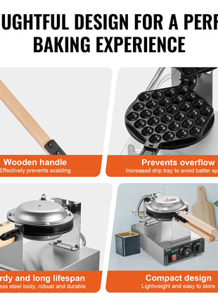 Likeshoppe Choice-Commercial Bubble Waffle Maker Egg Pancake Baker Machine 1400W Non-Stick