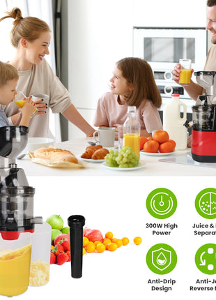 300W Cold Press Juicer Machine – Slow Masticating Juicer with Reverse Function & High Juice Yield