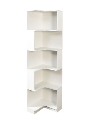 Likeshoppe 5 Tier Corner Bookshelf with LED Lights – Modern L-Shaped Space Saving Display Shelf for Small Spaces, Living Room & Home Office