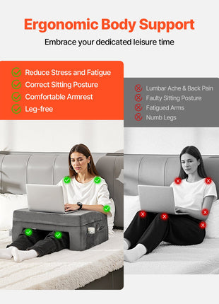 Likeshoppe Ergonomic Lap Desk Cushion with Memory Foam – Fleece Laptop Desk with Storage Pockets & 24x11 Workspace