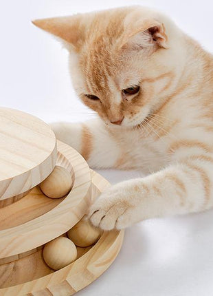 Interactive Cat Scratching Board with Ball Track Toy – Indoor Cat Activity Center with Groomer