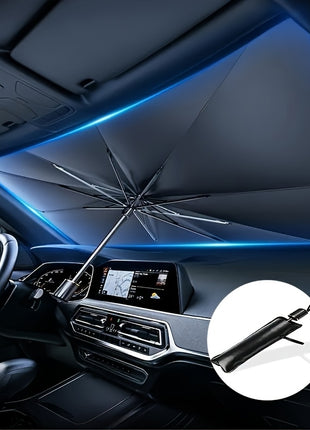 UPF50+ Car Windshield Sunshade Umbrella – Foldable Heat Blocking UV Protection Sun Shade for Front Window (Universal Fit)