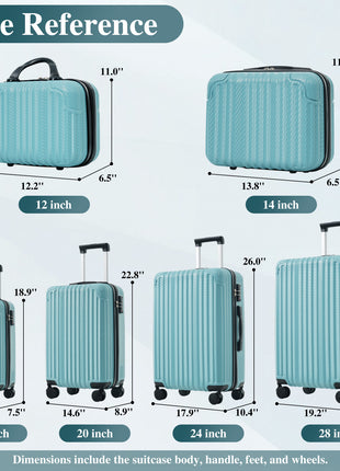 3 Piece ABS Luggage Set with TSA Lock & Spinner Wheels – Ice Blue