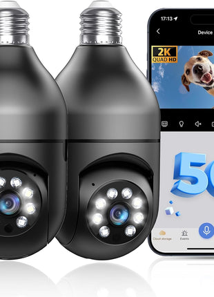 1080P Light Bulb Security Camera – Dual-Band WiFi 360° E27 Smart Home Surveillance Camera