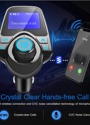 Likeshoppe Car Wireless FM Transmitter Bluetooth Adapter – Hands-Free Calling & USB Charger for Music Streaming in Vehicles