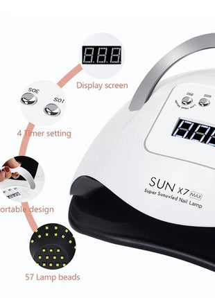 220W LED UV Nail Dryer Lamp – Gel Polish Curing Machine for Manicure & Pedicure