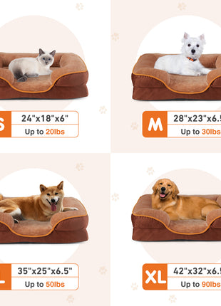 Memory Foam Orthopedic Pet Bed for Dogs & Cats – Washable Cover with Waterproof Liner