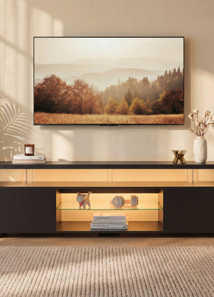 LED Gaming TV Stand for 70 Inch TV – Modern Entertainment Center with Storage Cabinet