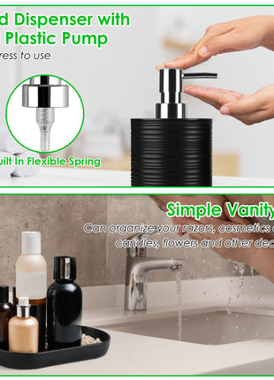 8Pcs Bathroom Accessories Set with Trash Can, Soap Dispenser & Bamboo Tray