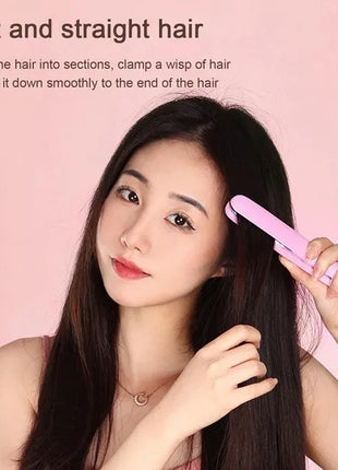 Mini Portable Hair Iron – Ceramic Hair Straightener & Curler for Travel Styling