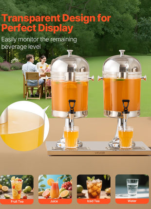 Dual Beverage Drink Dispenser 4.2 Gallon – Party Juice Dispenser with Spigot & Ice Chamber