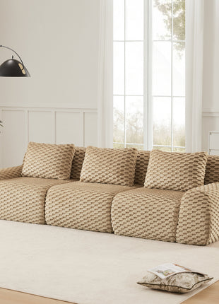 114" Modern Modular Sectional Sofa – Deep Seat Flannelette Couch