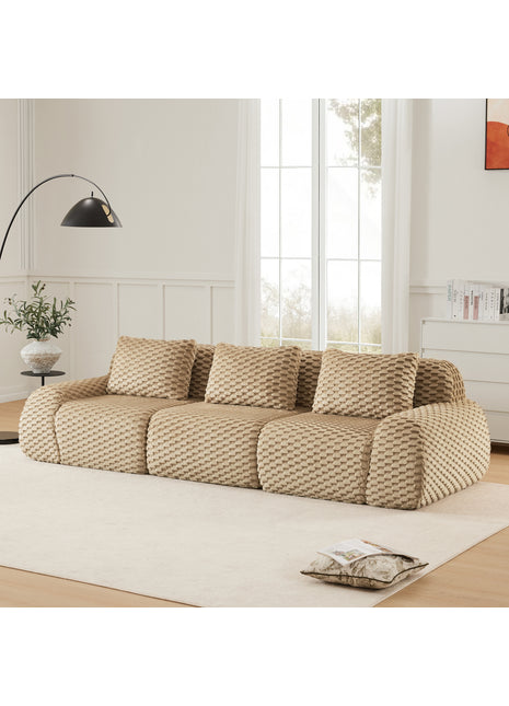 114" Modern Modular Sectional Sofa – Deep Seat Flannelette Couch