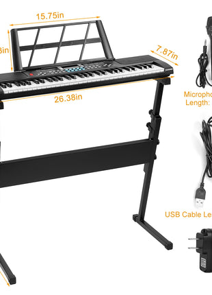 61-Key Kids Digital Piano Keyboard with Stand & Microphone – Beginner Music Learning Keyboard