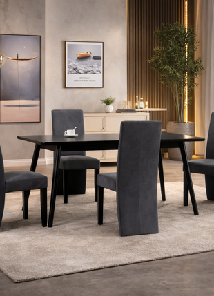 Likeshoppe Dining Chair Only Set of 4 Grey Faux suede and wood Standard Modern
