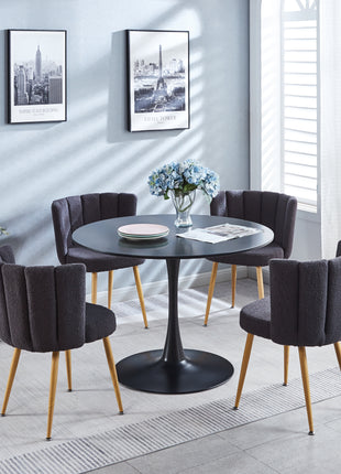 Likeshoppe Modern GRAY Dining Chair-set Of 2   With Iron Tube Wood Color Legs, Shorthair Cushions And Comfortable Backrest, Suitable For Dining Room, Living Room, Cafe, Simple Structure.