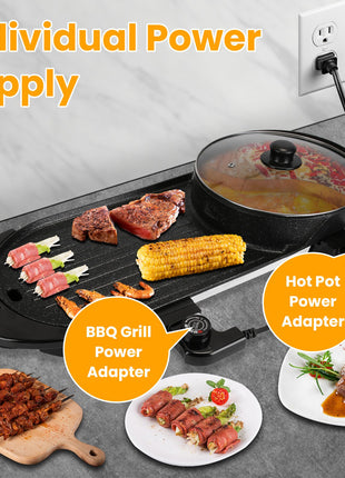 2200W 2-in-1 Electric Hot Pot & Korean BBQ Grill – Smokeless Non-Stick Shabu Shabu Cooker
