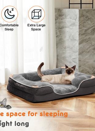 Memory Foam Orthopedic Pet Bed for Dogs & Cats – Washable Cover with Waterproof Liner