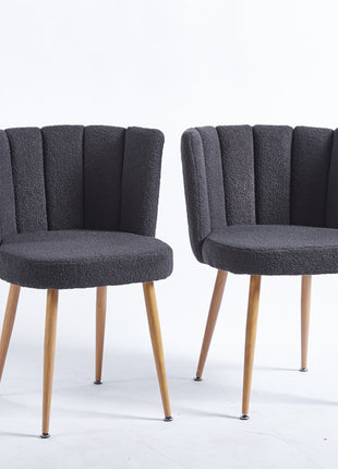 Likeshoppe Modern GRAY Dining Chair-set Of 2   With Iron Tube Wood Color Legs, Shorthair Cushions And Comfortable Backrest, Suitable For Dining Room, Living Room, Cafe, Simple Structure.