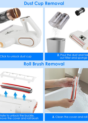 Mattress Vacuum Cleaner 16KPa with UVC Light & Ultrasonic Cleaning for Bed Sofa Pillows