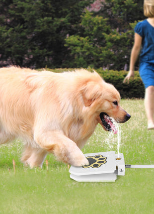Outdoor Dog Water Fountain Step-On – Paw Activated Pet Drinking Sprinkler with Hose