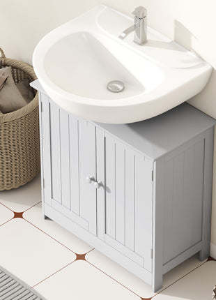 Likeshoppe Under Sink Bathroom Cabinet Storage – Space Saving Pedestal Sink Vanity with Adjustable Shelf for Small Bathrooms (Light Gray)