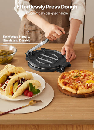 Likeshoppe Choice-Cast Iron Tortilla Press with 10.5" Non-Stick Pan – 8" Manual Roti &amp; Flatbread Maker