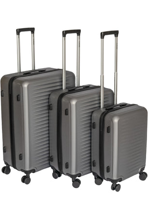 3 Piece Dark Gray ABS Luggage Set with Spinner Wheels & Lock