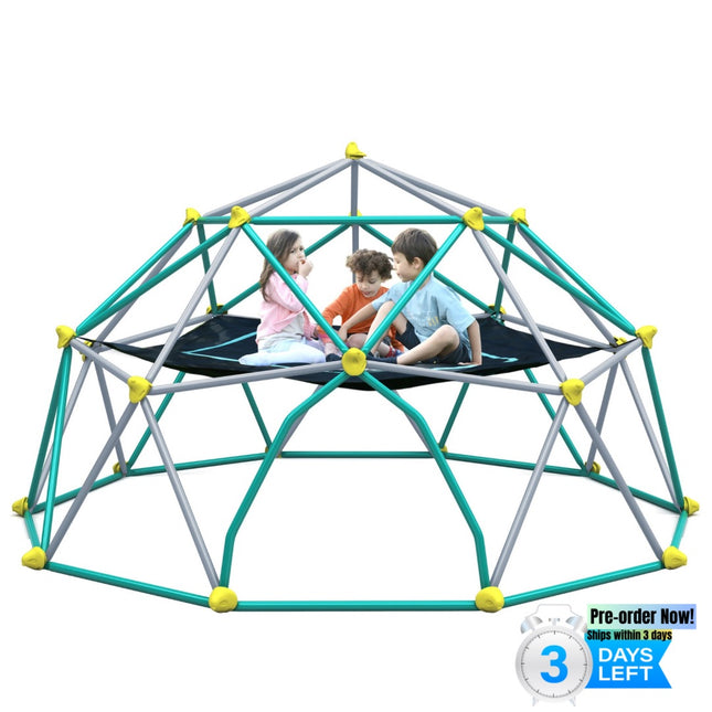BB6- 12ft Geometric Dome Climber Play Center, Kids Climbing Dome Tower with Hammock, Rust & UV Resistant Steel Supporting 1000 LBS - Likeshoppe 