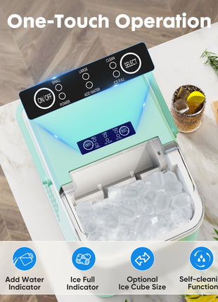 Likeshoppe Portable Countertop Ice Maker – 9 Minute Bullet Ice Machine with Self-Cleaning Function