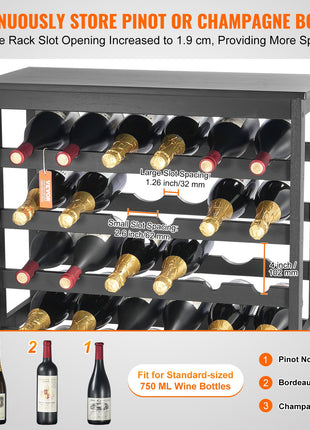 Likeshoppe 42 Bottle Bamboo Wine Rack – 7 Tier Freestanding Wooden Wine Storage Shelf with Top Display for Kitchen, Dining Room & Home Bar