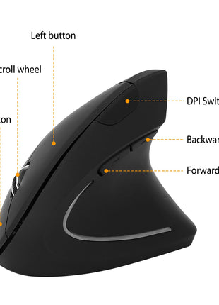 2.4G Wireless Vertical Ergonomic Mouse – Adjustable DPI Optical Mouse for PC & Laptop