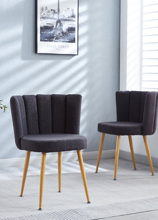 Likeshoppe Modern GRAY Dining Chair-set Of 2   With Iron Tube Wood Color Legs, Shorthair Cushions And Comfortable Backrest, Suitable For Dining Room, Living Room, Cafe, Simple Structure.
