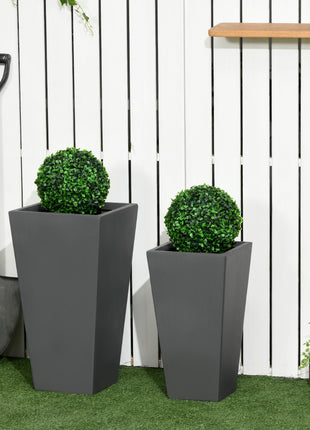 Likeshoppe Large Outdoor Planter Set of 2 – Modern Concrete Style Garden Pots for Patio, Balcony & Yard