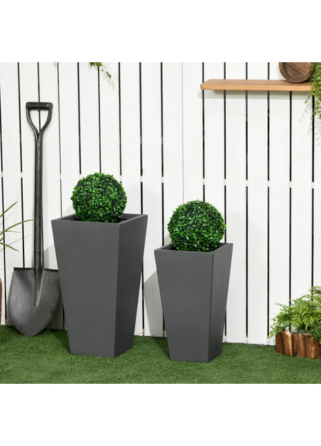 Likeshoppe Large Outdoor Planter Set of 2 – Modern Concrete Style Garden Pots for Patio, Balcony & Yard