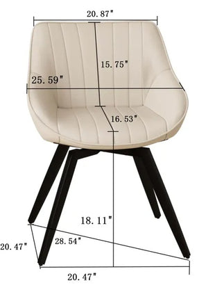 Likeshoppe Set Of 2 Dining Chairs, Medieval Modern Kitchen Dining Chair, PU Decorative Chairs With Black Metal Legs, Suitable For Home&kitchen White