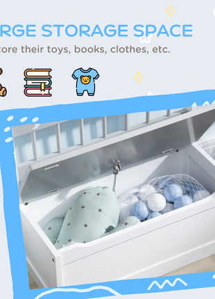 Kids Toy Storage Bench with Safety Lid – Wooden Toy Chest Seat with Moon & Stars Design for Playroom