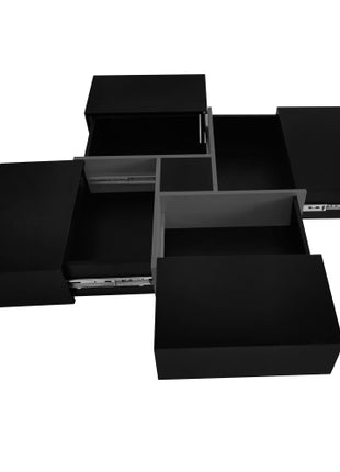 Likeshoppe Modern Square Coffee Table with Hidden Storage – Black High Gloss Lift Top Table with Sliding Expandable Design (31.5")