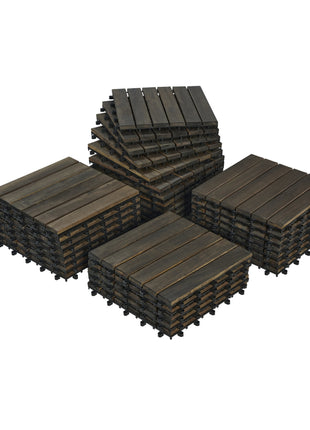 30 PCS Acacia Wood Interlocking Deck Tiles – 12" × 12" Outdoor Patio Flooring for Balcony, Garden & Poolside